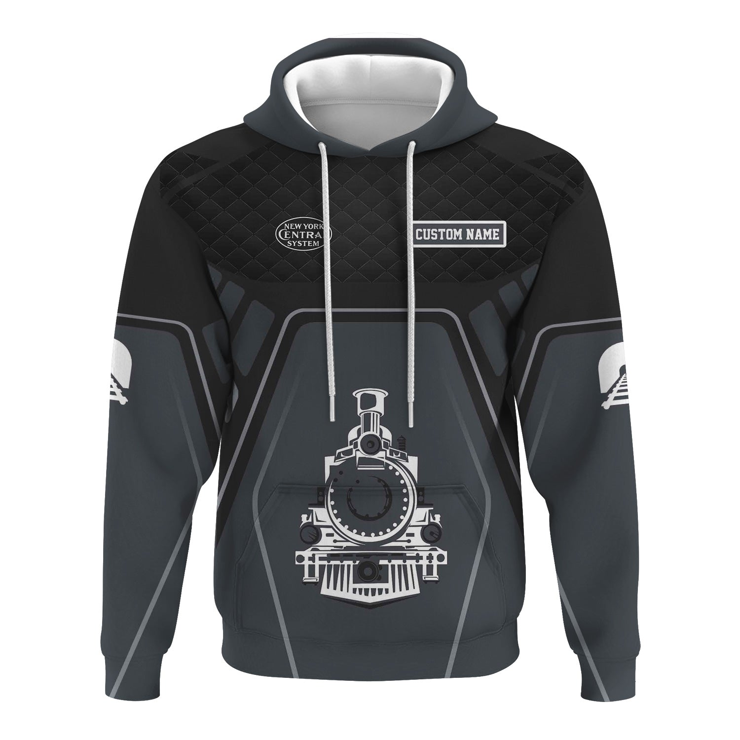 Railspirit Personalized New York Central Railroad Hoodie Steam Locomotive Engine Graphic Train Zip Up Hoodie All Over Print