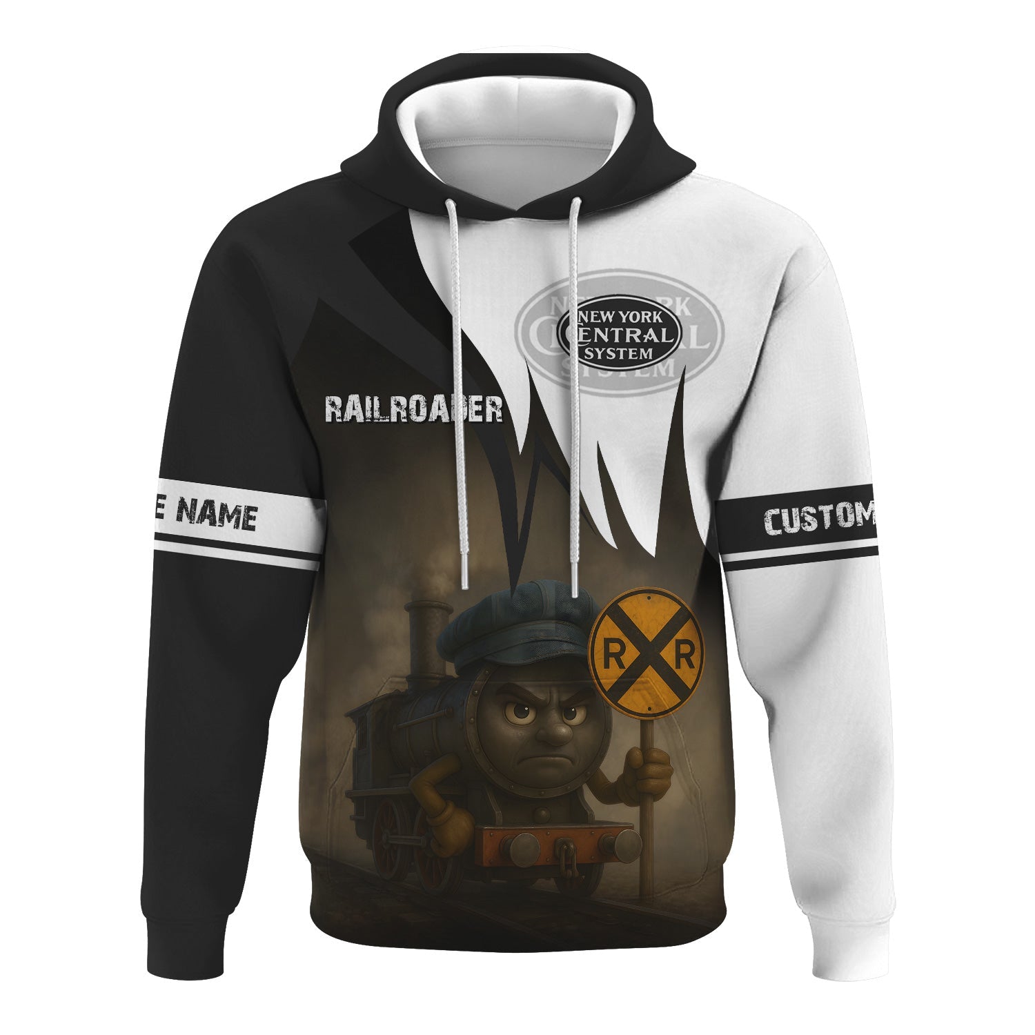 Railspirit Personalized New York Central Railroad Hoodie Angry Train Hoodie Gift Idea For Train Lover