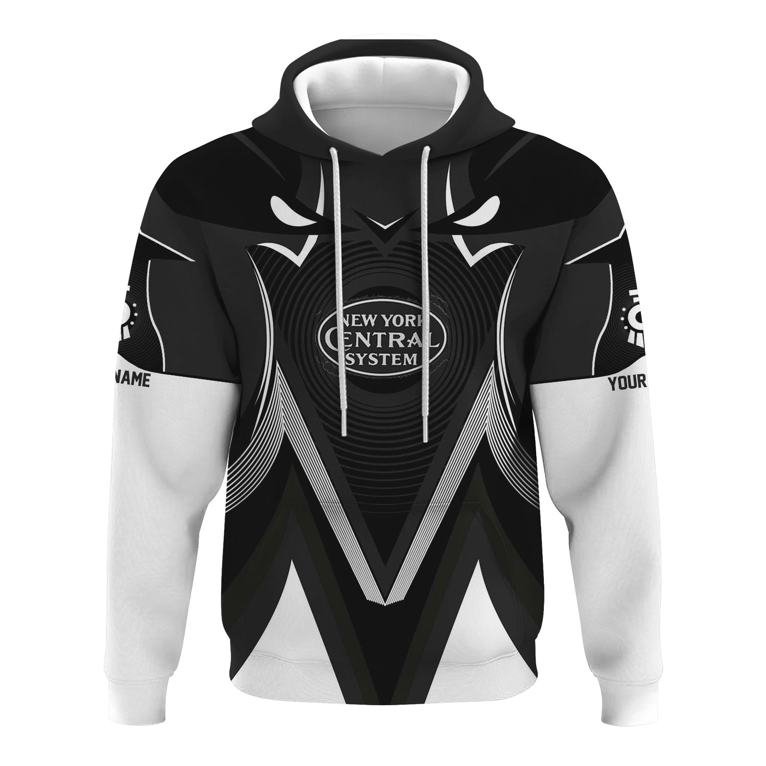 Railspirit Personalized New York Central Railroad Hoodie Vibrant Graphic Pattern Zip Up Hoodie For Train Enthusiasts