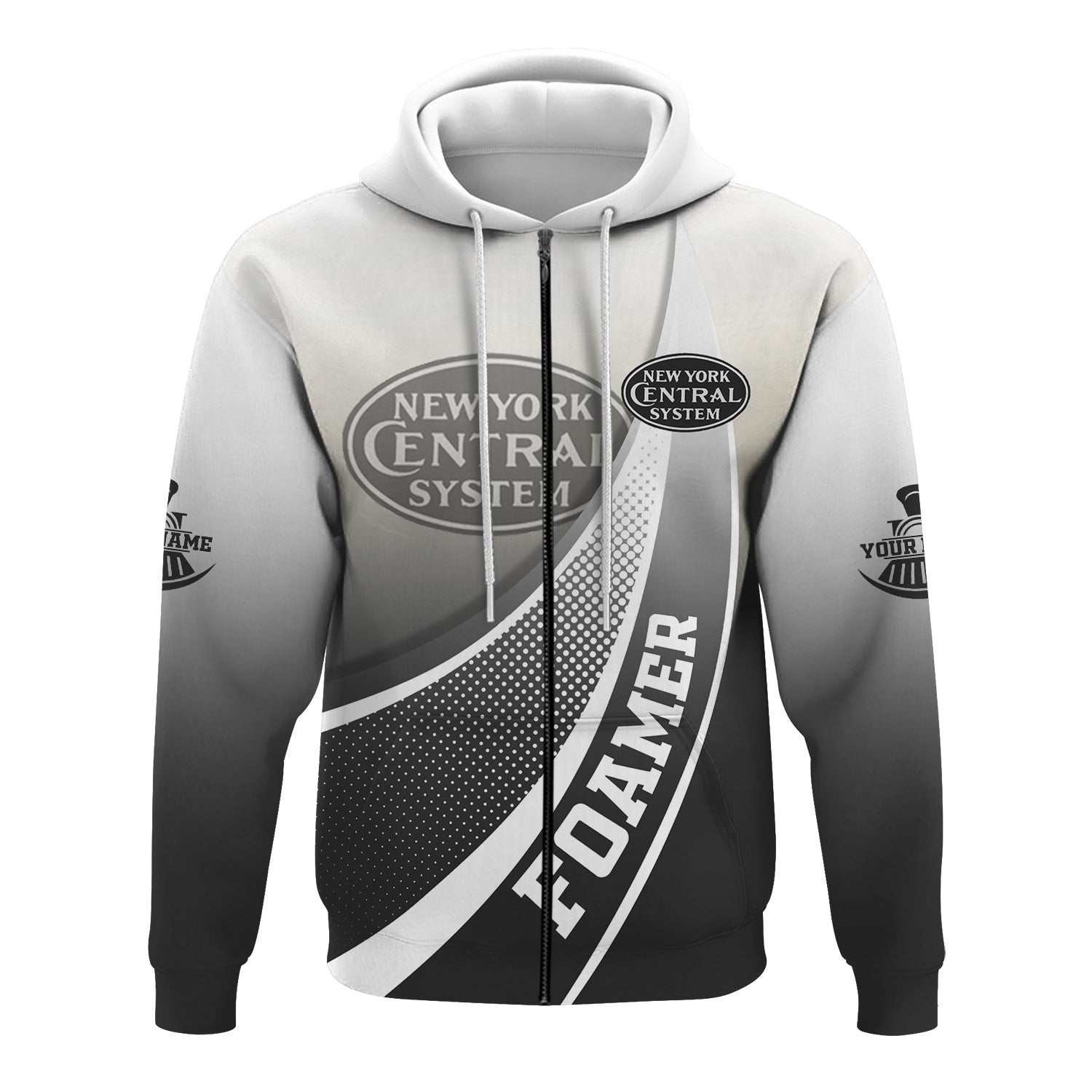 Railspirit Personalized New York Central Railroad Hoodie Railway-Themed Style Zip Up Hoodie Gift Idea For Trainspotter