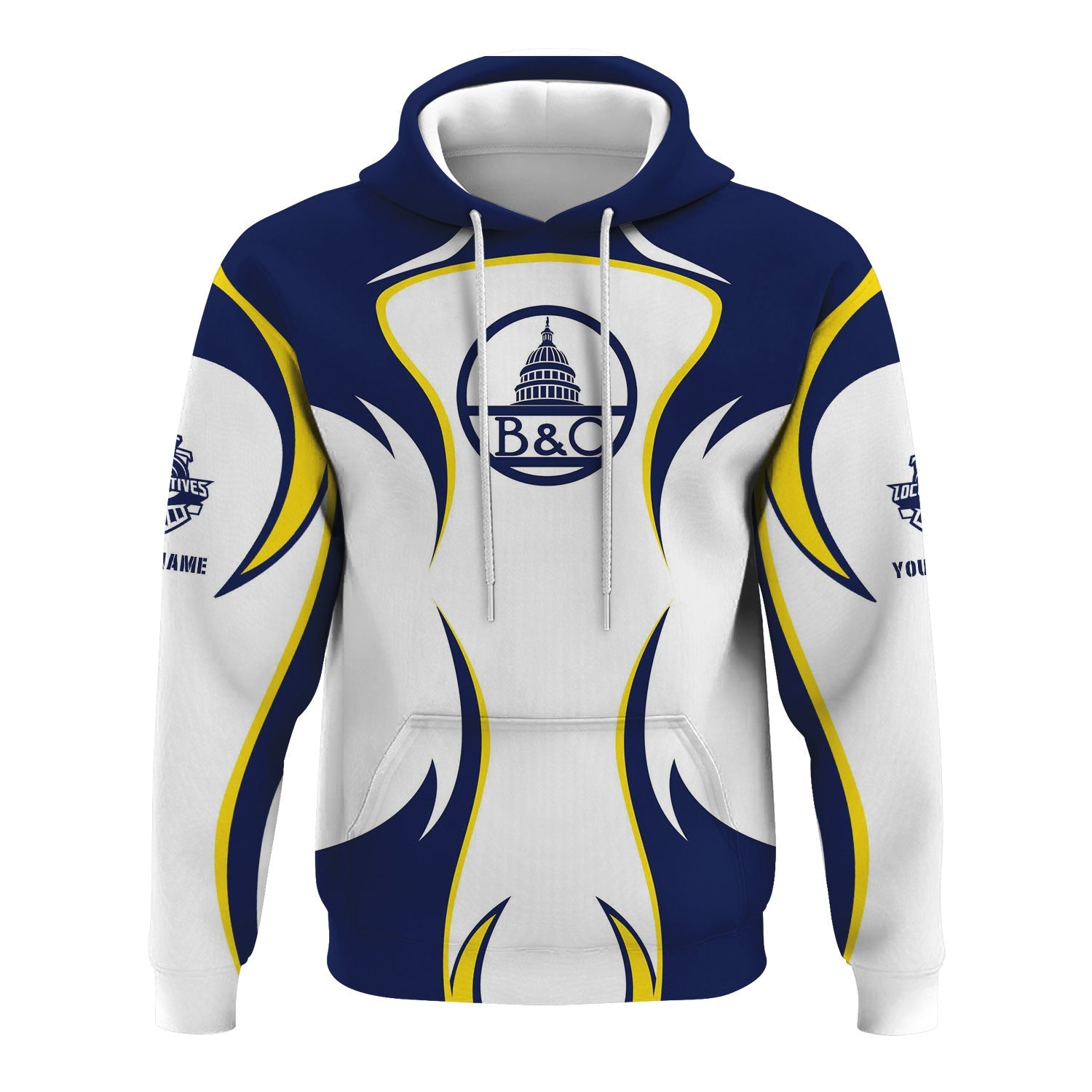 Railspirit Personalized Baltimore and Ohio Railroad Hoodie Distinctive Flame Style B&O Zip Up Hoodie For Steam Engine Addict