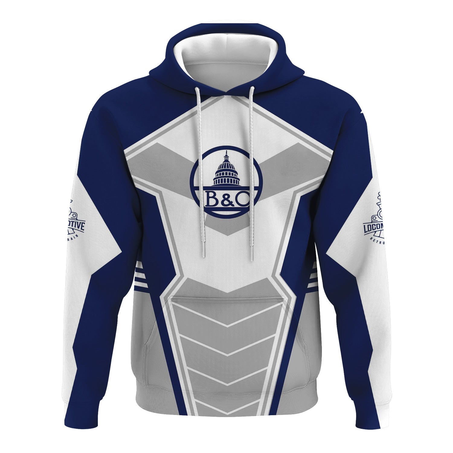 Railspirit Personalized Baltimore and Ohio Railroad Hoodie Engine-Inspired Style B&O Train Zip Up Hoodie for Railroad Fanatic