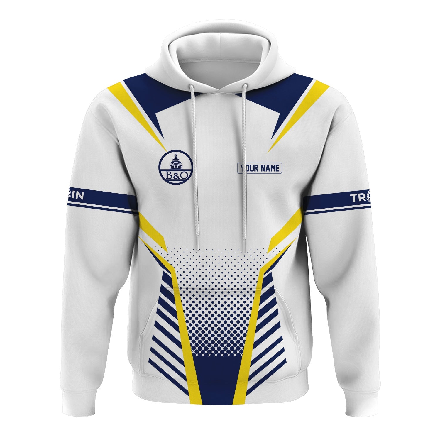 Railspirit Personalized Baltimore and Ohio Railroad Hoodie Unisex B&O Train Zip Hoodie All Over Print