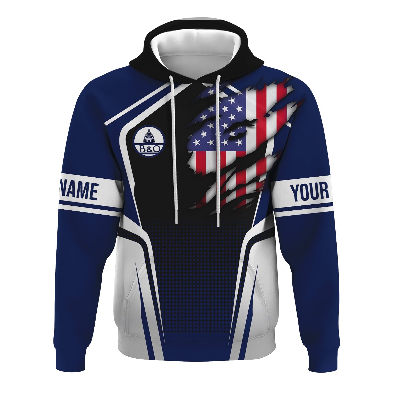 Railspirit Personalized Baltimore and Ohio Railroad Hoodie American Eagle Vintage Train B&O Zip Up Hoodie