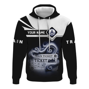 Railspirit Custom Name Baltimore and Ohio Railroad Hoodie American Train Ticket B&O Printed Zip Hoodie