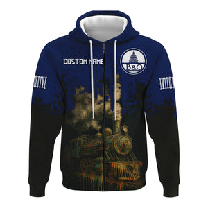 Railspirit Personalized Baltimore and Ohio Railroad Hoodie Vintage Train Art Style B&O Zip Up Hoodie For Locomotive Fans