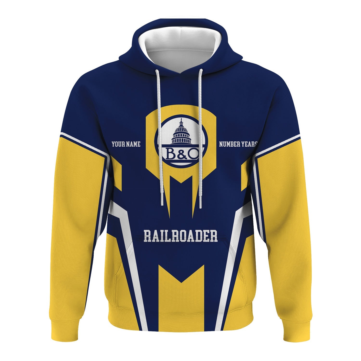 Railspirit Personalized Baltimore and Ohio Railroad Hoodie Custom Year Railroader B&O Zip Up Hoodie Gift Idea For Train Lover