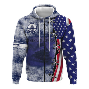 Railspirit Personalized Baltimore and Ohio Railroad Hoodie Retro American Express Train With USA Flag B&O Zip Up Hoodie