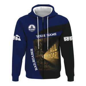 Railspirit Personalized Baltimore and Ohio Railroad Hoodie All Aboard Steam Train Movie Projector Style B&O Zip Up Hoodie