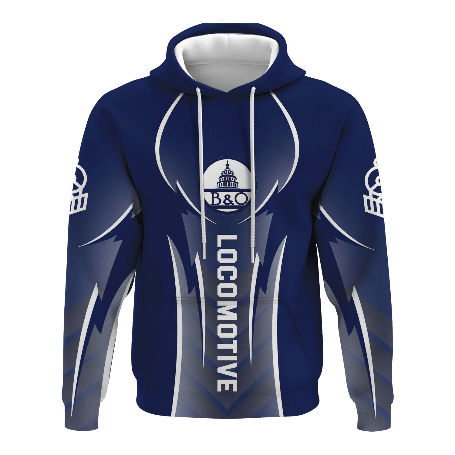 Railspirit Personalized Baltimore and Ohio Railroad Hoodie Striking Line Style B&O Train Zip Up Hoodie For Locomotive Lovers