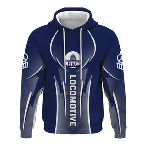 Railspirit Personalized Baltimore and Ohio Railroad Hoodie Striking Line Style B&O Train Zip Up Hoodie For Locomotive Lovers