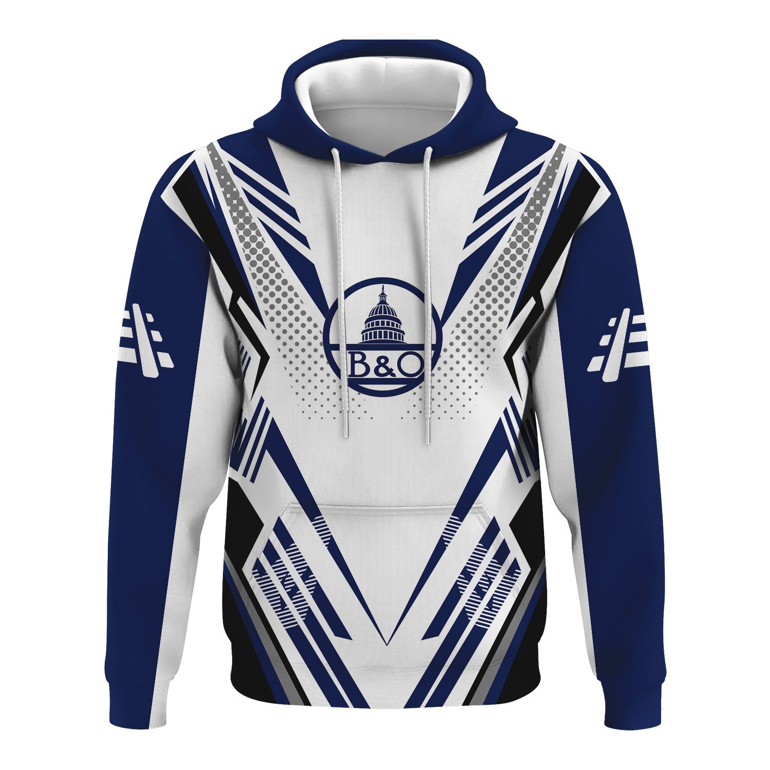 Railspirit Personalized Baltimore and Ohio Railroad Hoodie Railroad Tribute Design B&O Train Zip Up Hoodie for Train Lovers