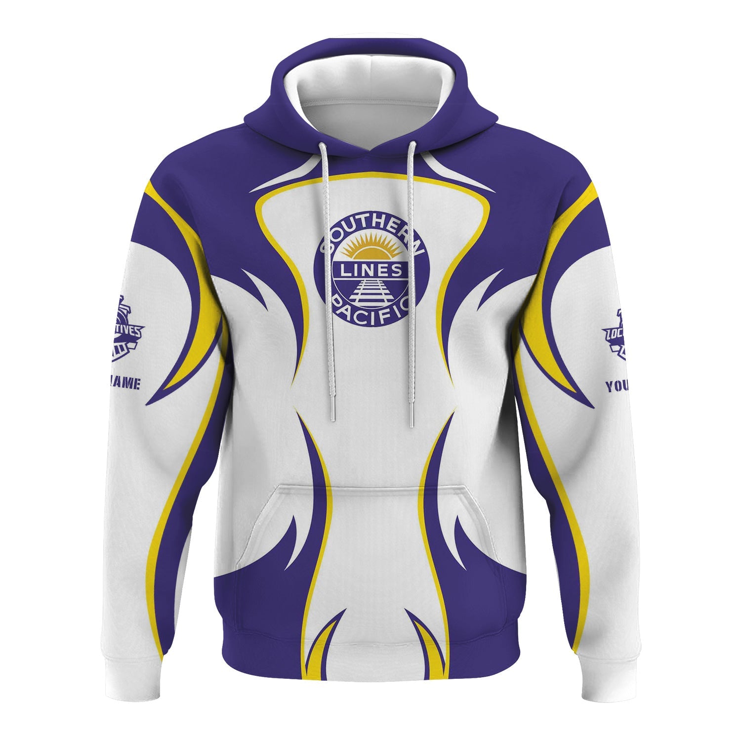 Railspirit Personalized Southern Pacific Railroad Hoodie Distinctive Flame Style Zip Up Hoodie For Steam Engine Addict