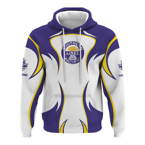 Railspirit Personalized Southern Pacific Railroad Hoodie Distinctive Flame Style Zip Up Hoodie For Steam Engine Addict