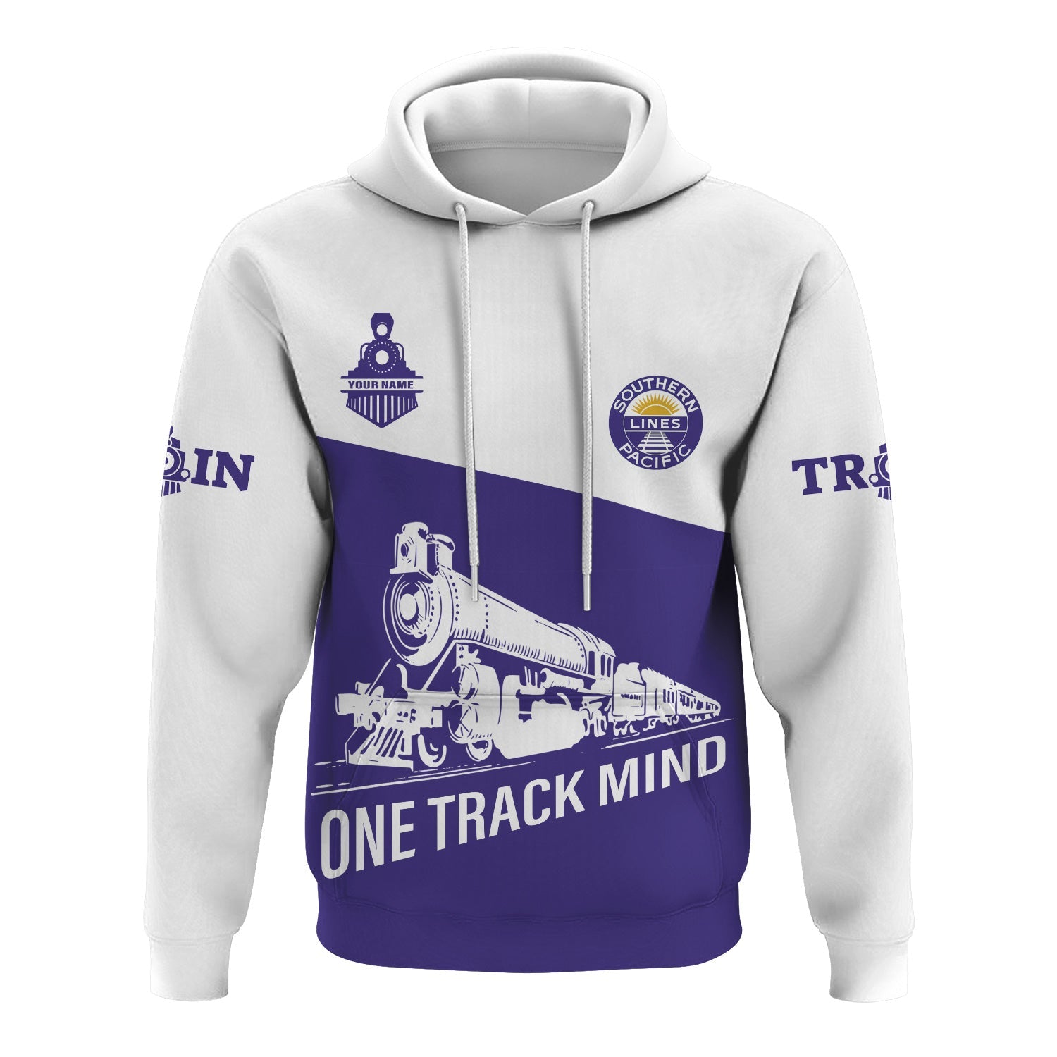 Railspirit Custom Name Southern Pacific Railroad Hoodie One Track Mind Printed Zip Hoodie