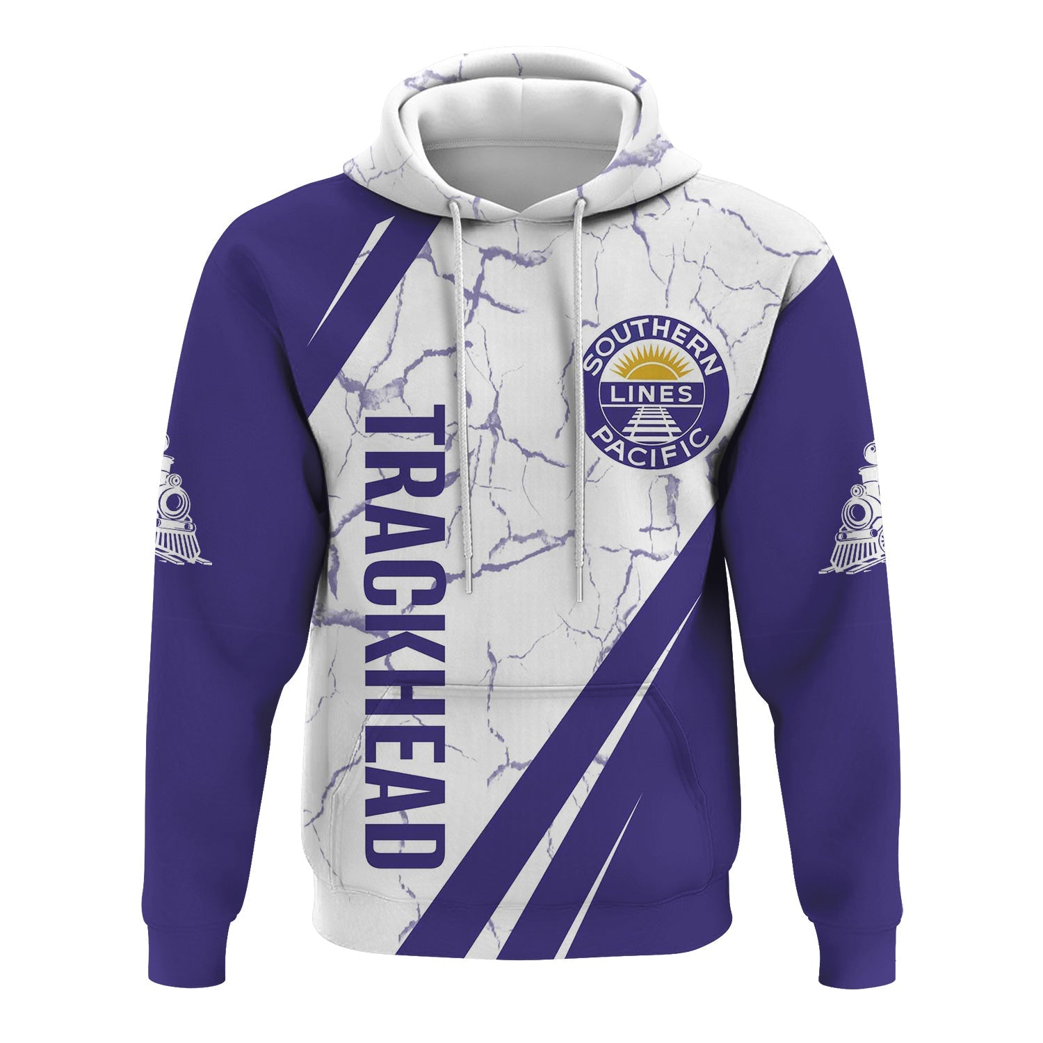 Railspirit Personalized Southern Pacific Railroad Hoodie Crackle Texture Style Train Zip Up Hoodie For Trackhead
