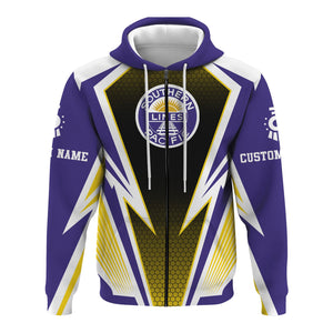 Railspirit Personalized Southern Pacific Railroad Hoodie Lightning Graphic Style Zip Up Hoodie Gift Idea For Train Lover