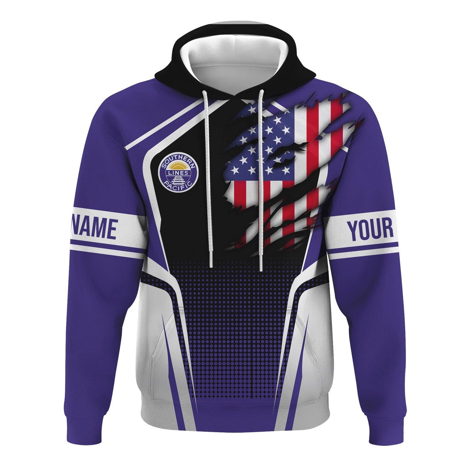 Railspirit Personalized Southern Pacific Railroad Hoodie American Eagle Vintage Train Zip Up Hoodie