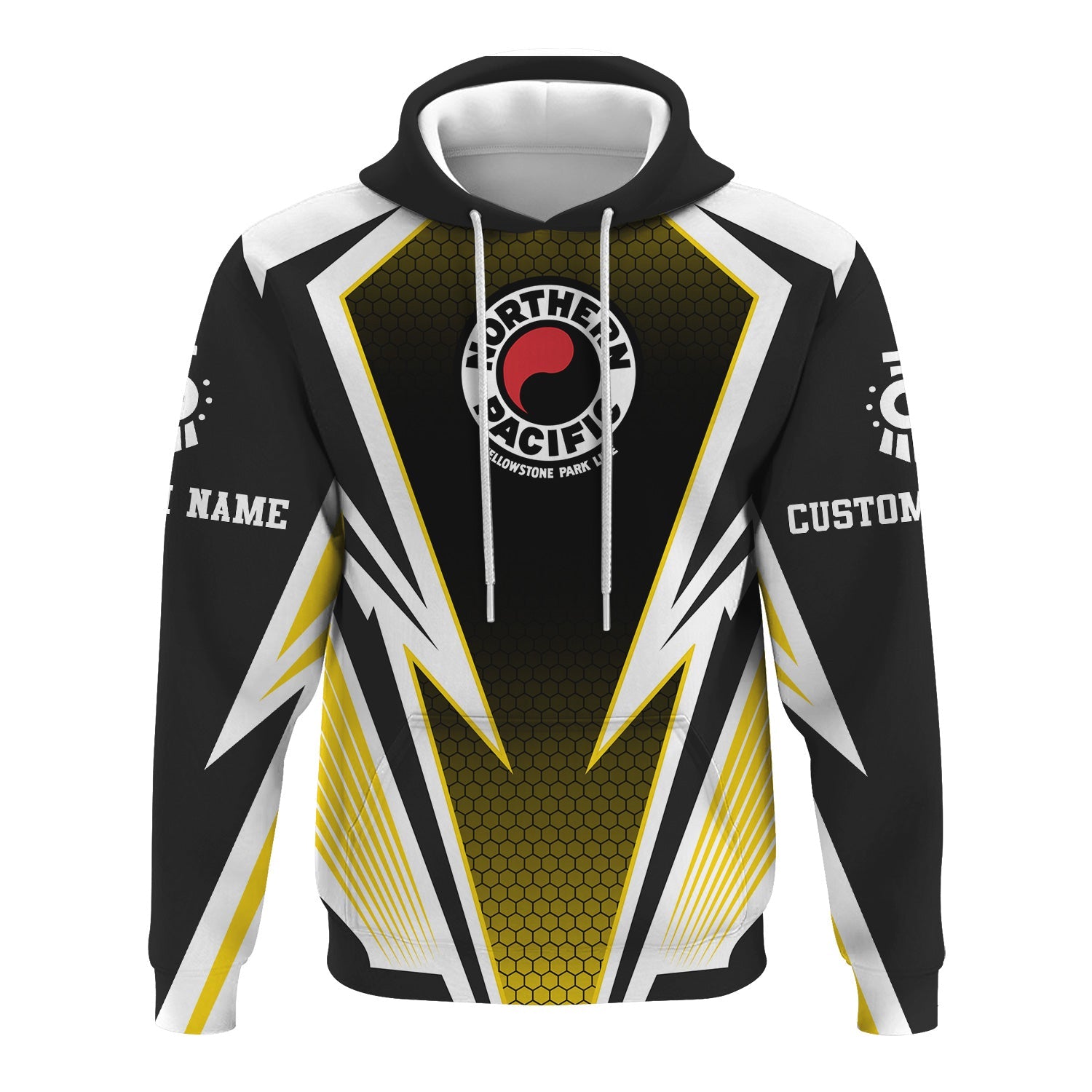 Railspirit Personalized Northern Pacific Railway Hoodie Lightning Graphic Style Zip Up Hoodie Gift Idea For Train Lover