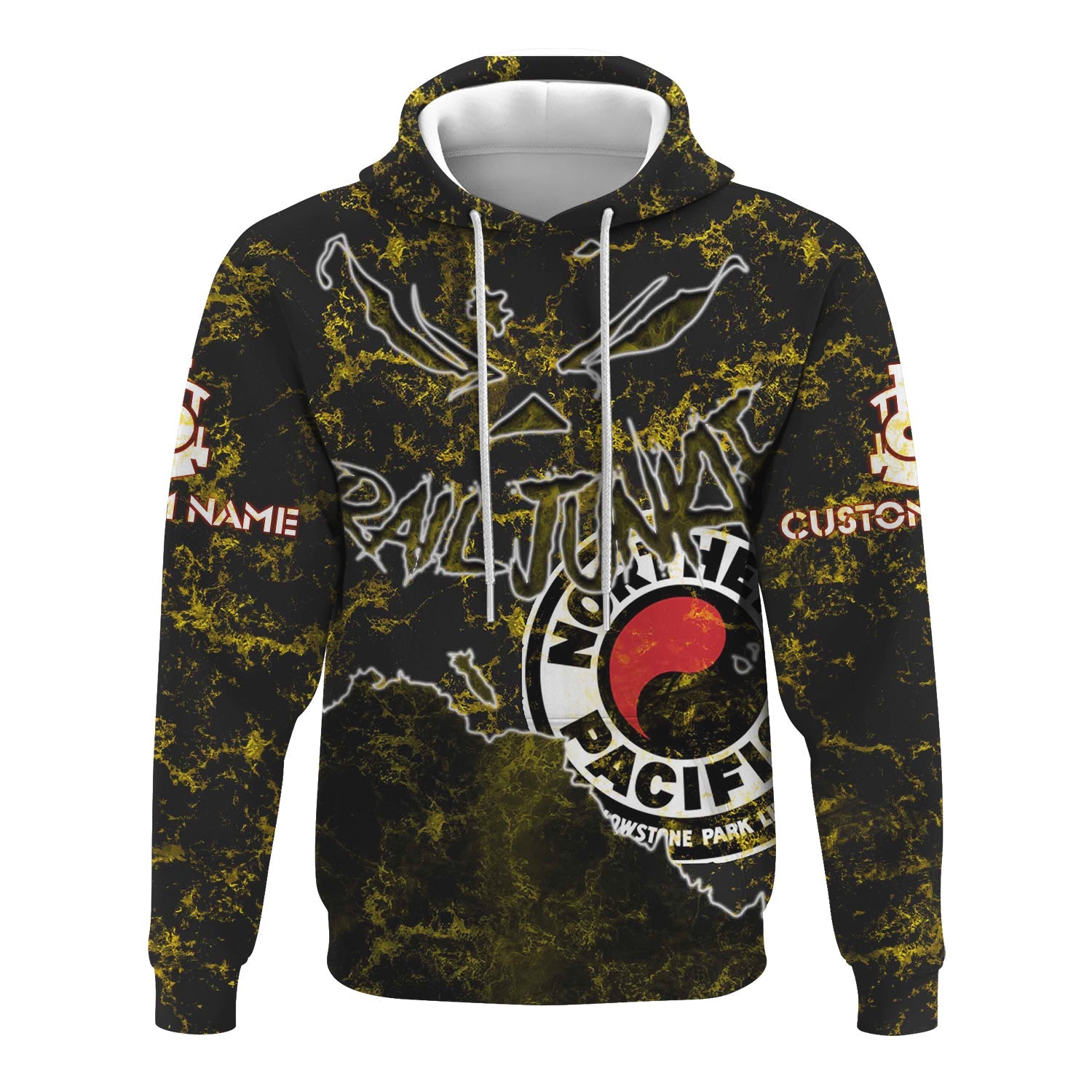 Railspirit Personalized Northern Pacific Railway Hoodie Torn Graphic Style Train Zip Up Hoodie For Rail Junkie