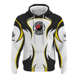 Railspirit Personalized Northern Pacific Railway Hoodie Distinctive Flame Style Zip Up Hoodie For Steam Engine Addict