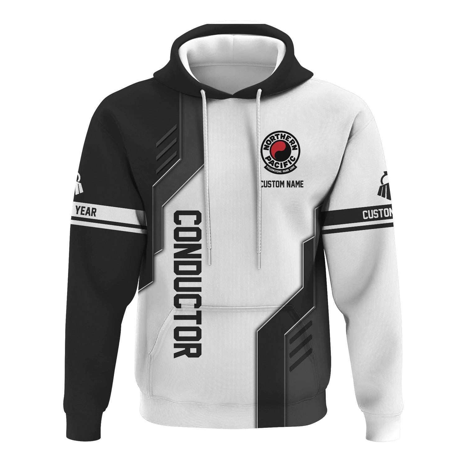 Railspirit Personalized Northern Pacific Railway Hoodie Unique Railway Style with Custom Job Train Zip Up Hoodie