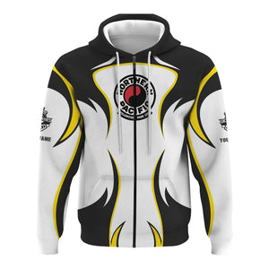 Railspirit Personalized Northern Pacific Railway Hoodie Distinctive Flame Style Zip Up Hoodie For Steam Engine Addict