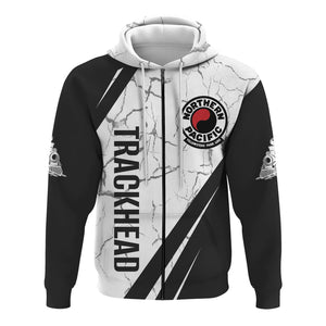 Railspirit Personalized Northern Pacific Railway Hoodie Crackle Texture Style Train Zip Up Hoodie For Trackhead