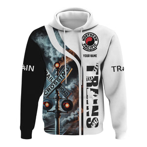 Railspirit Custom Name Northern Pacific Railway Hoodie Railroad Crossing Sign Printed Zip Hoodie