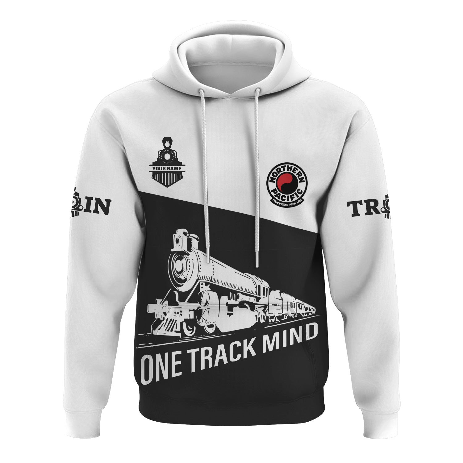 Railspirit Custom Name Northern Pacific Railway Hoodie One Track Mind Printed Zip Hoodie