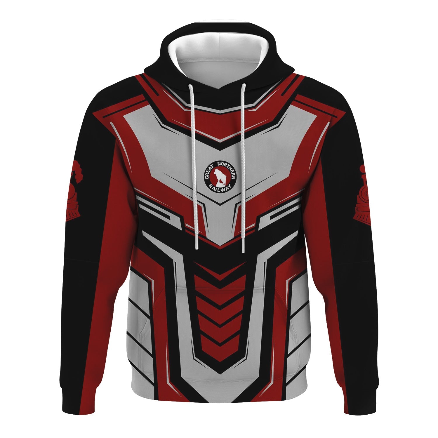 Railspirit Personalized Great Northern Railway Hoodie Armor-Inspired Design GNR Train Zip Up Hoodie All Over Print