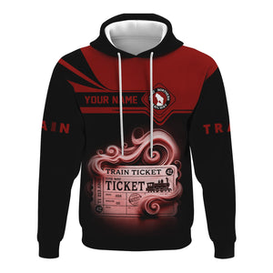 Railspirit Custom Name Great Northern Railway Hoodie American Train Ticket GNR Printed Zip Hoodie