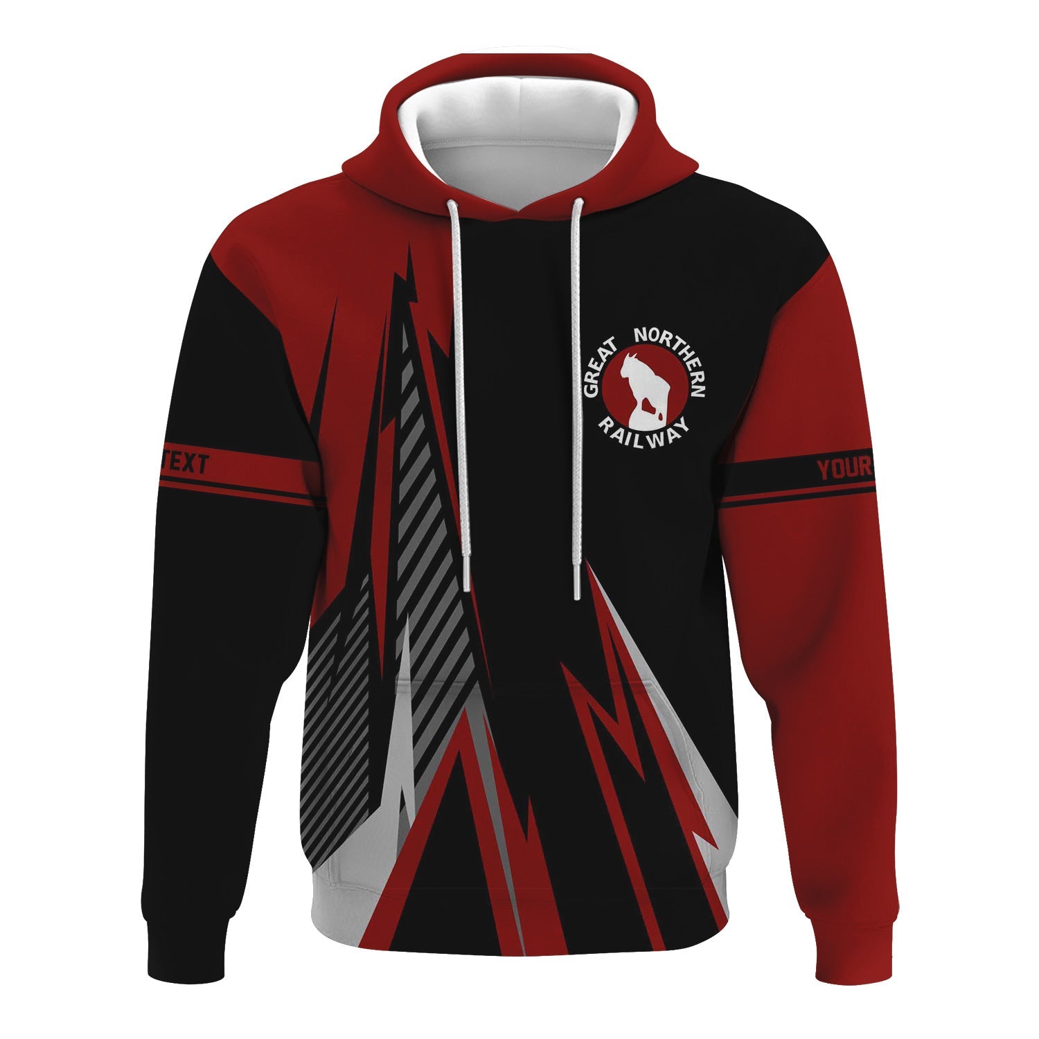 Railspirit Personalized Great Northern Railway Hoodie Lightning-Inspired Railway Style GNR Zip Up Hoodie For Train Lovers