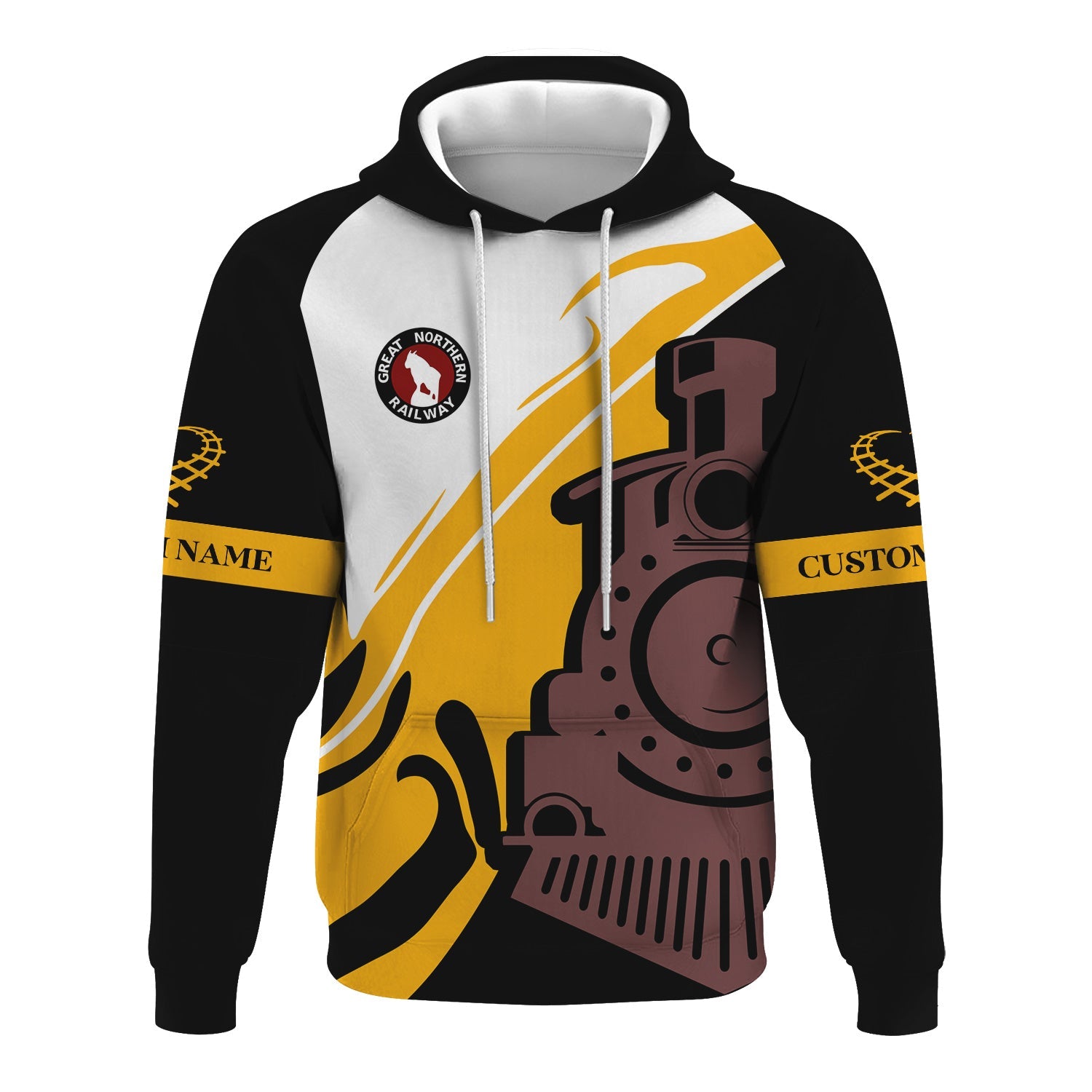 Railspirit Personalized Great Northern Railway Hoodie Flame-Inspired Style GNR Zip Up Hoodie Gift Idea For Train Lovers