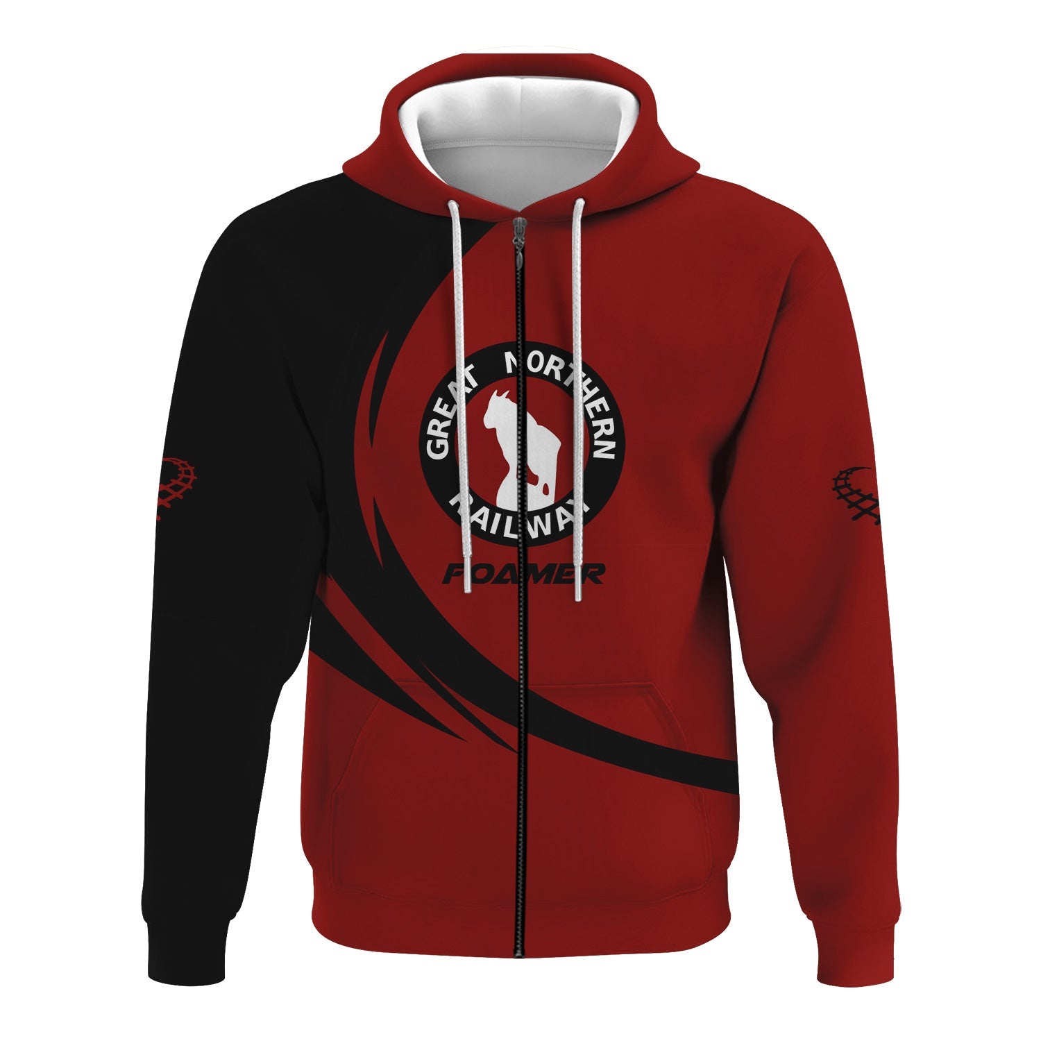 Railspirit Personalized Great Northern Railway Hoodie Unique Graphic Style GNR Zip Up Hoodie For Train Enthusiasts