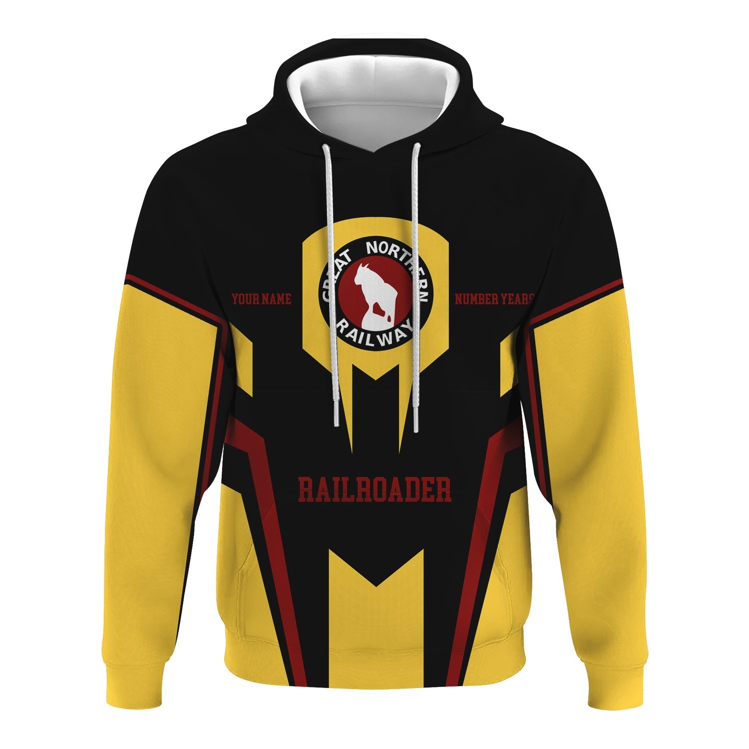 Railspirit Personalized Great Northern Railway Hoodie Custom Year Railroader GNR Zip Up Hoodie Gift Idea For Train Lover