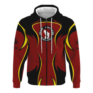 Railspirit Personalized Great Northern Railway Hoodie Distinctive Flame Style GNR Zip Up Hoodie For Steam Engine Addict