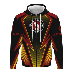 Railspirit Personalized Great Northern Railway Hoodie Lightning Graphic Style GNR Zip Up Hoodie Gift Idea For Train Lover