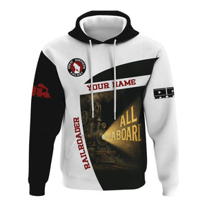 Railspirit Personalized Great Northern Railway Hoodie All Aboard Steam Train Movie Projector Style GNR Zip Up Hoodie