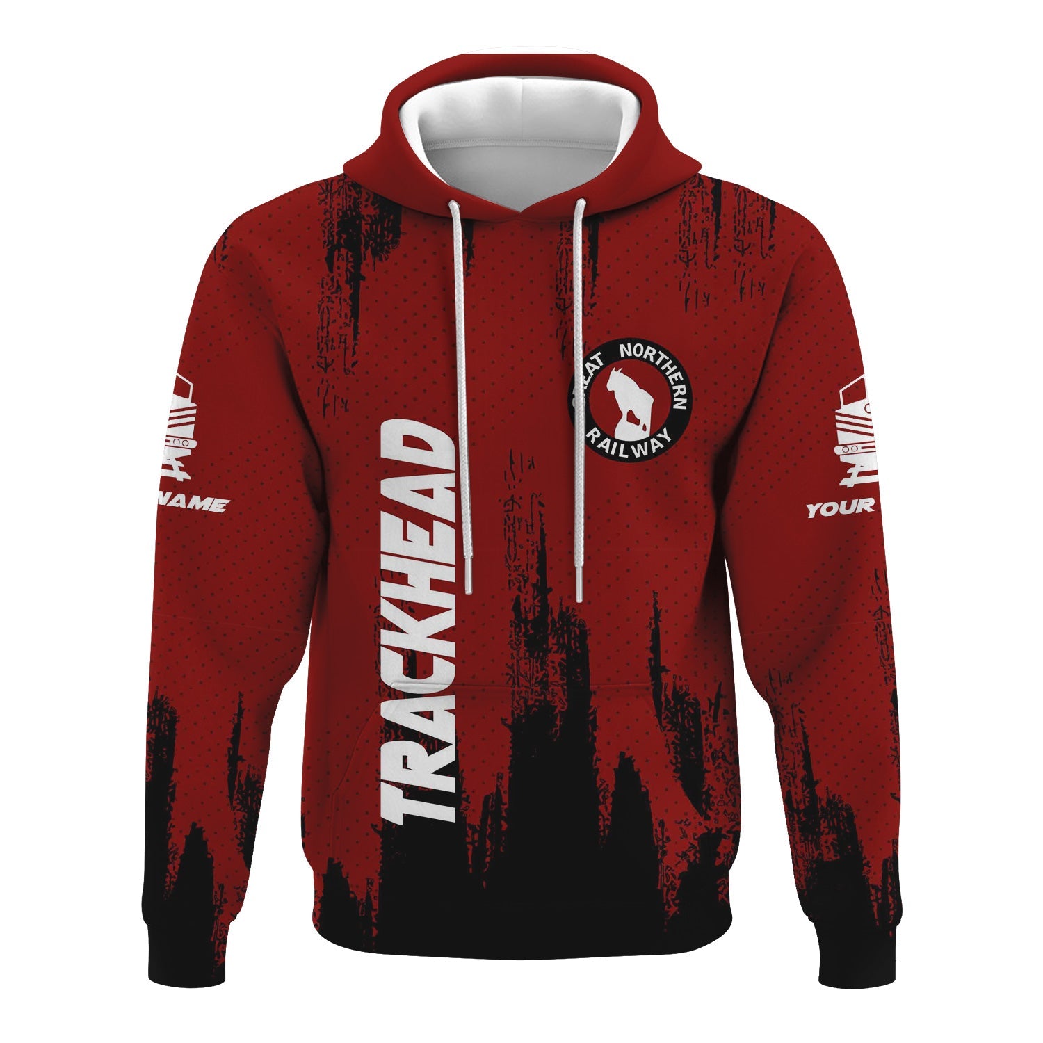 Railspirit Personalized Great Northern Railway Hoodie Paint Impact Design GNR Train Zip Up Hoodie for Trackhead