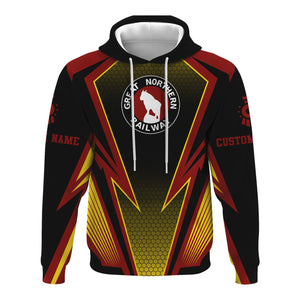 Railspirit Personalized Great Northern Railway Hoodie Lightning Graphic Style GNR Zip Up Hoodie Gift Idea For Train Lover