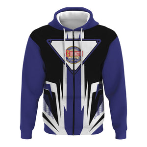 Railspirit Chicago, Burlington and Quincy Railroad Hoodie Bold Graphic Style All Over Printed Zip Up Hoodie