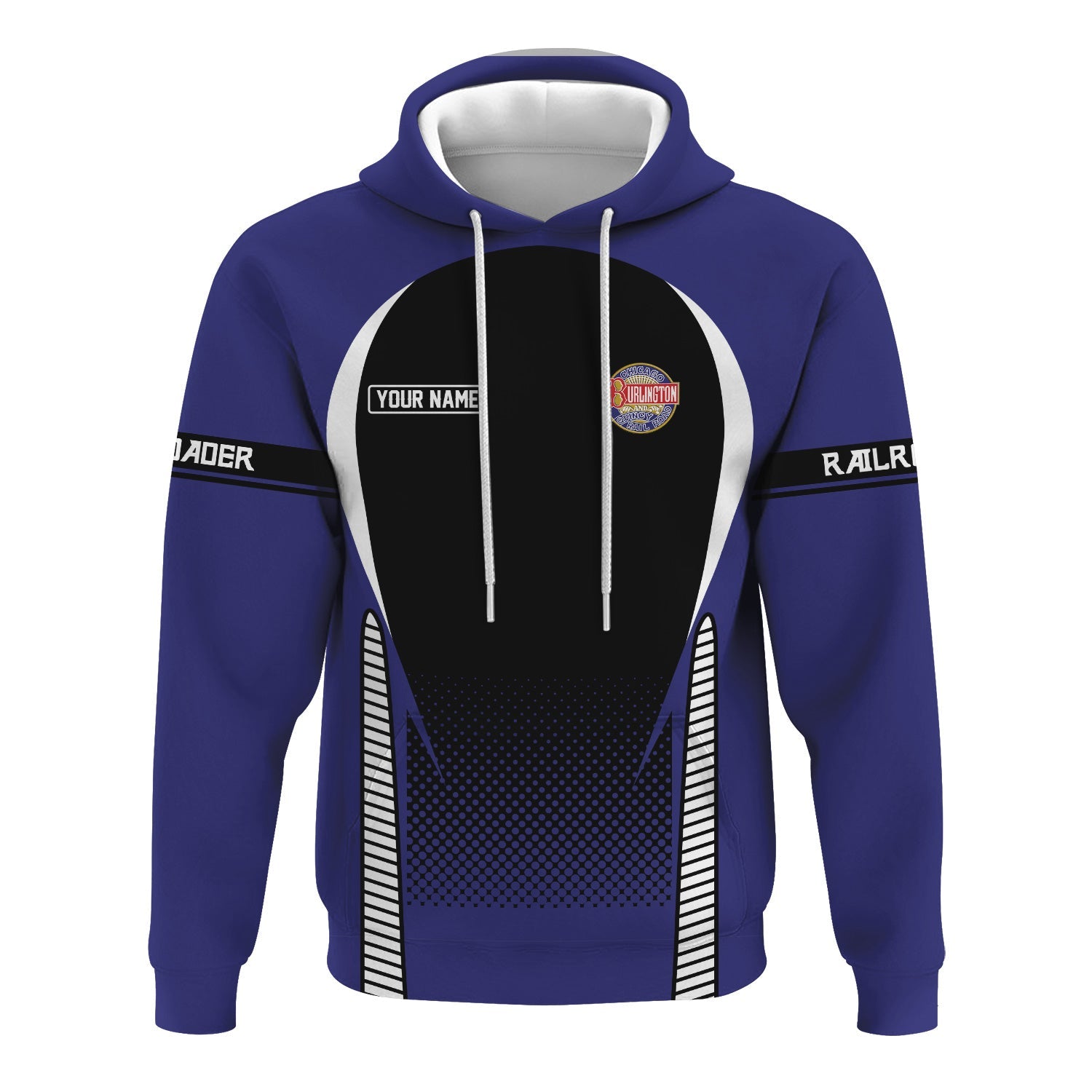 Railspirit Personalized Chicago, Burlington and Quincy Railroad Hoodie Stress Is Caused By Not Having Enough Trains  Zip Up Hoodie