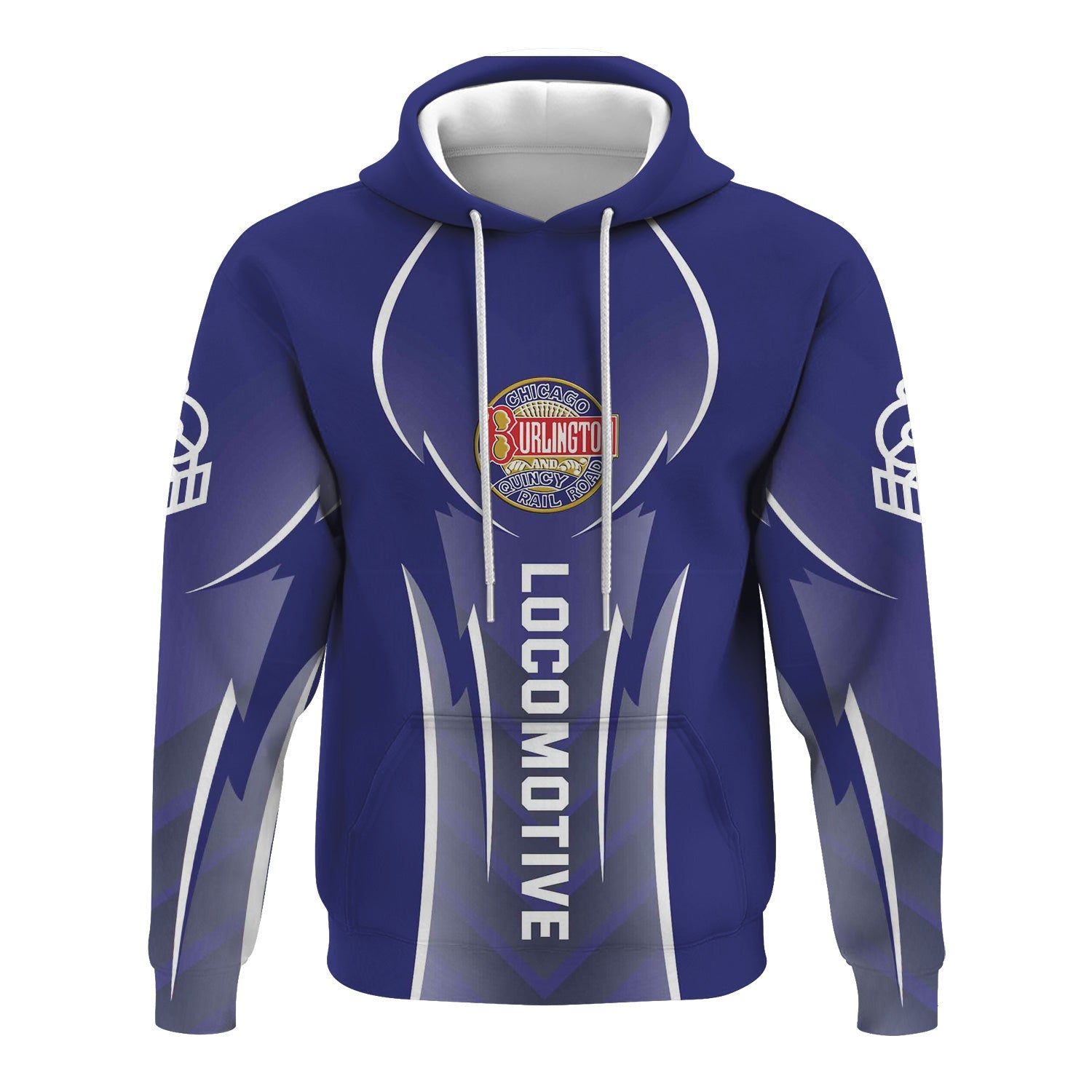 Railspirit Personalized Chicago, Burlington and Quincy Railroad Hoodie Striking Line Style Train Zip Up Hoodie For Locomotive Lovers