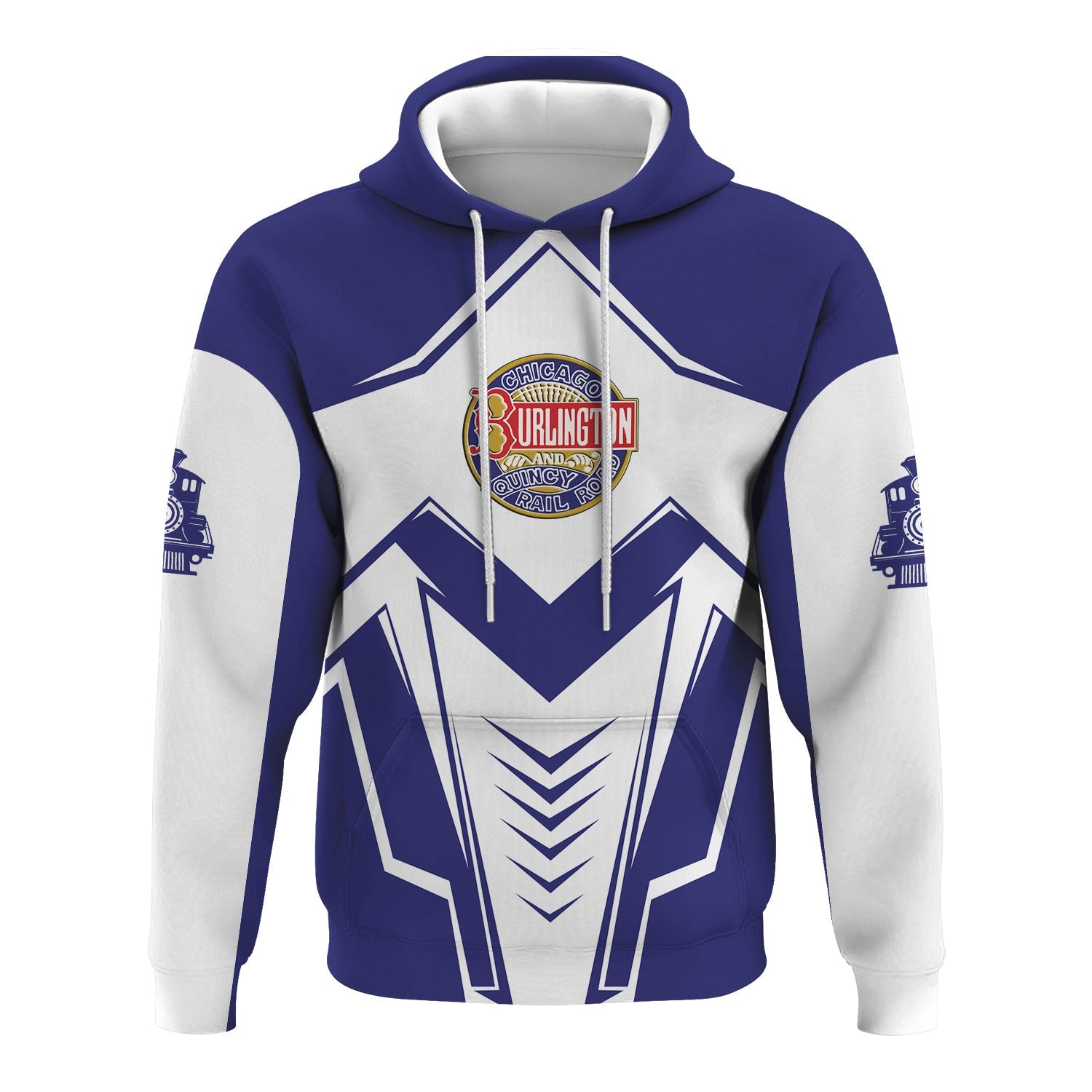 Railspirit Personalized Chicago, Burlington and Quincy Railroad Hoodie Railway Trainspotter Style Zip Up Hoodie Gift Idea For Foamers