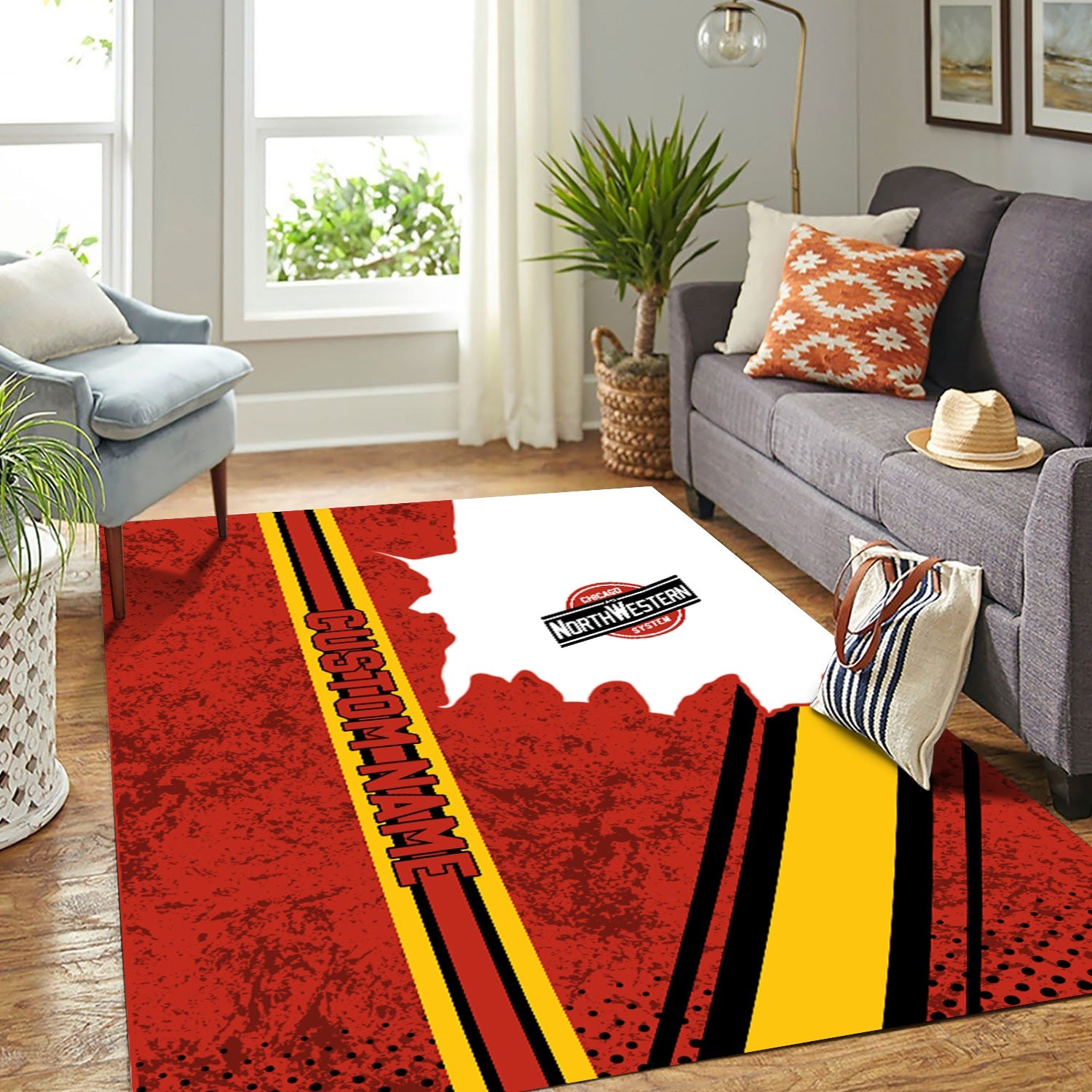 Railspirit Personalized Chicago and North Western Railway Area Rug Vintage All Over Printed Rug