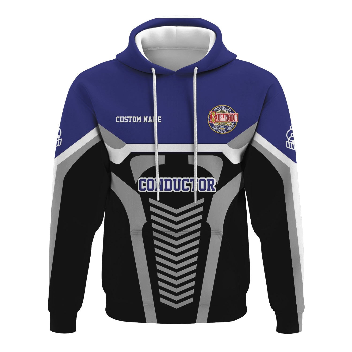 Railspirit Personalized Chicago, Burlington and Quincy Railroad Hoodie Track-Inspired with Custom Job Position Train Zip Up Hoodie