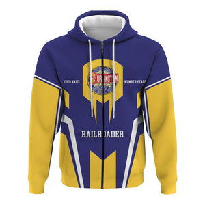 Railspirit Personalized Chicago, Burlington and Quincy Railroad Hoodie Custom Year Railroader Zip Up Hoodie Gift Idea For Train Lover