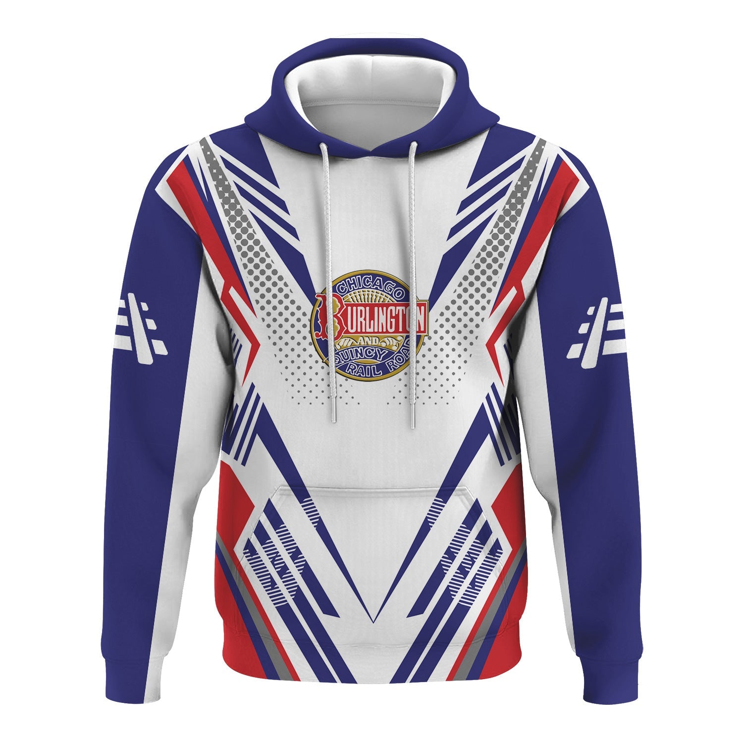 Railspirit Personalized Chicago, Burlington and Quincy Railroad Hoodie Railroad Tribute Design Train Zip Up Hoodie for Train Lovers