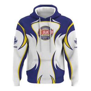 Railspirit Personalized Chicago, Burlington and Quincy Railroad Hoodie Distinctive Flame Style Zip Up Hoodie For Steam Engine Addict